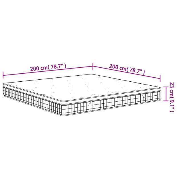 vidaXL Binnenveringmatras middelhard 200x200 cm King Size