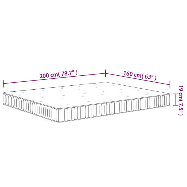 vidaXL Pocketveringmatras middelhard 160x200 cm