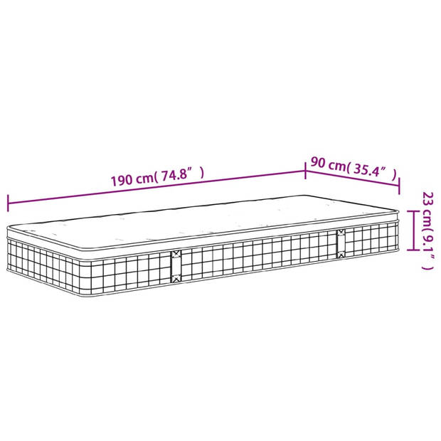 vidaXL Binnenveringmatras middelhard 90x190 cm Single Size