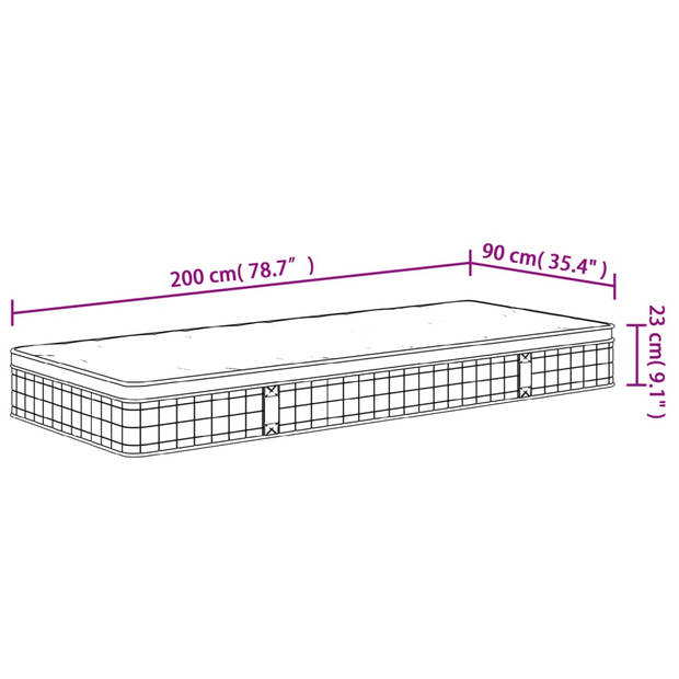 vidaXL Binnenveringmatras middelhard 90x200 cm