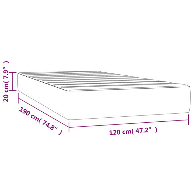 vidaXL Pocketveringmatras 120x190x20 cm stof zwart