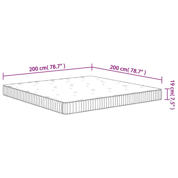 vidaXL Pocketveringmatras middelhard 200x200 cm