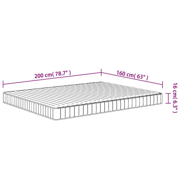 vidaXL Schuimmatras middelzacht 160x200 cm