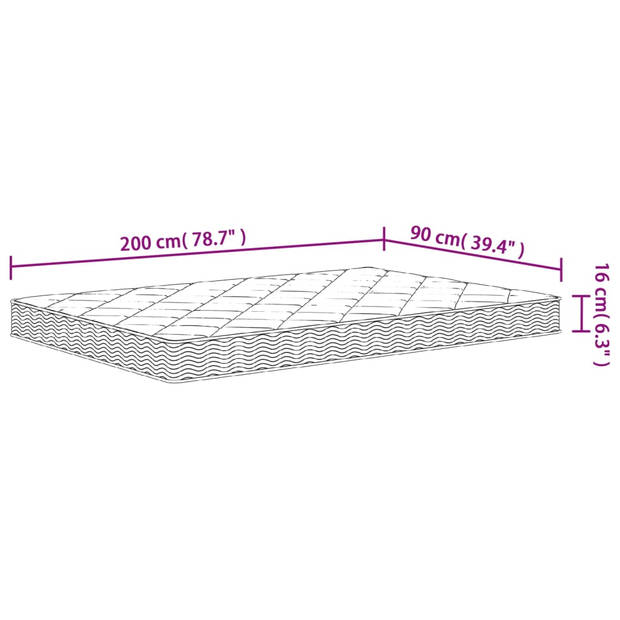 vidaXL Schuimmatras middelzacht 90x200 cm