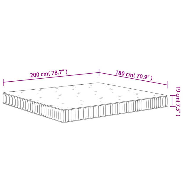 vidaXL Pocketveringmatras middelhard 180x200 cm