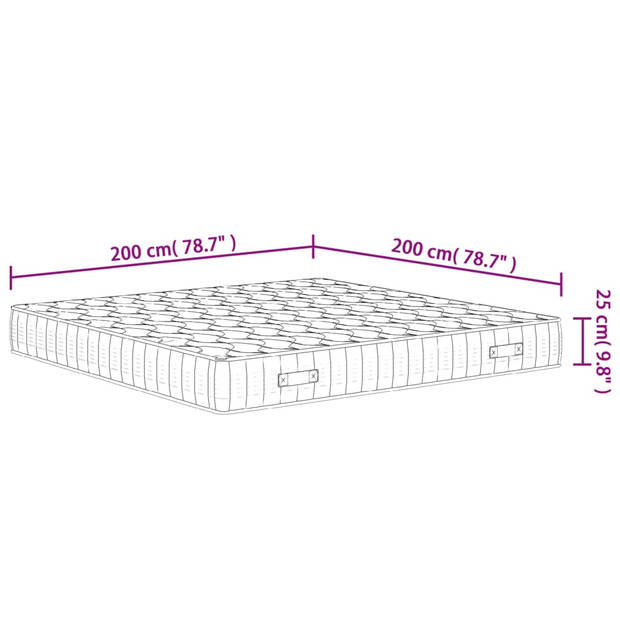 vidaXL Pocketveringmatras middelhard-hard 200x200 cm