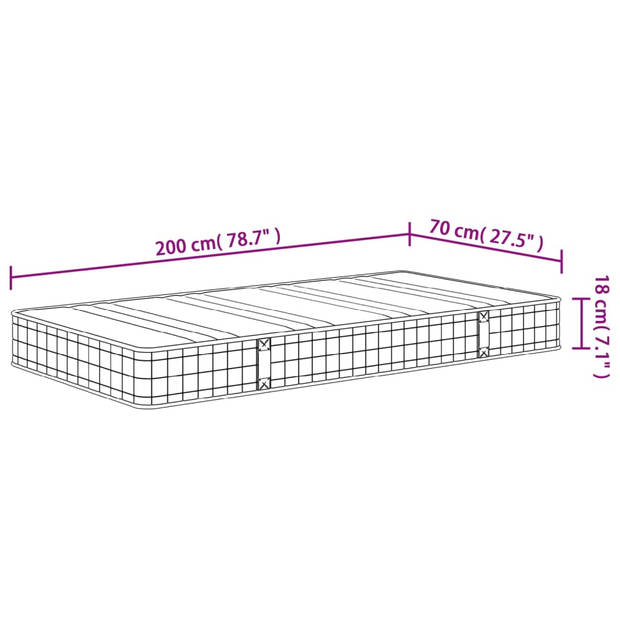 vidaXL Binnenveringmatras middelhard 70x200 cm