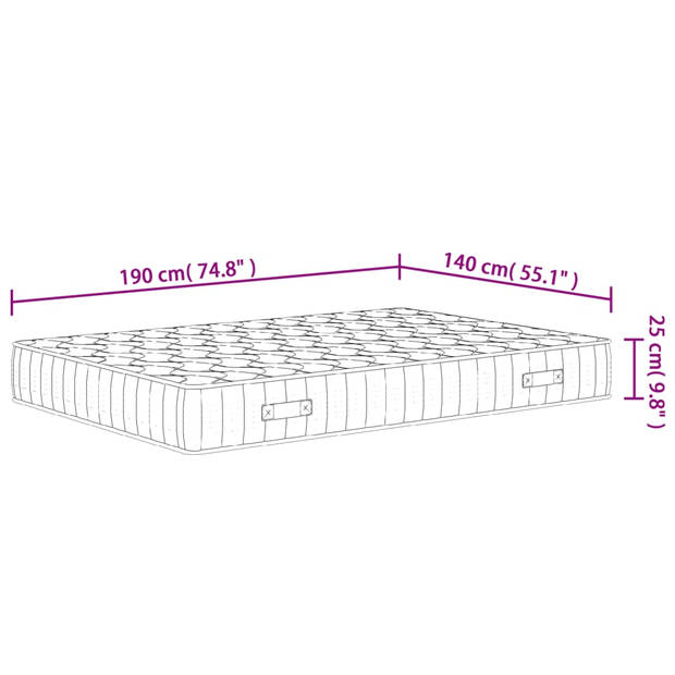 vidaXL Pocketveringmatras middelhard-hard 140x190 cm