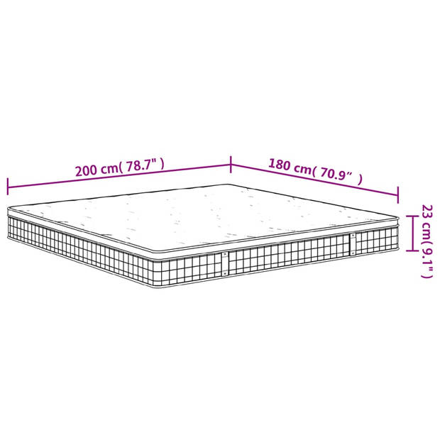 vidaXL Binnenveringmatras middelhard 180x200 cm