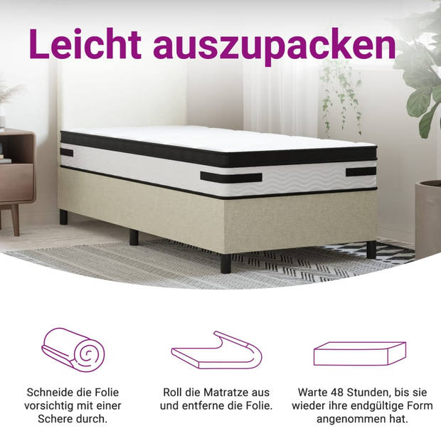 vidaXL Pocketveringmatras middelhard-plus 90x220 cm