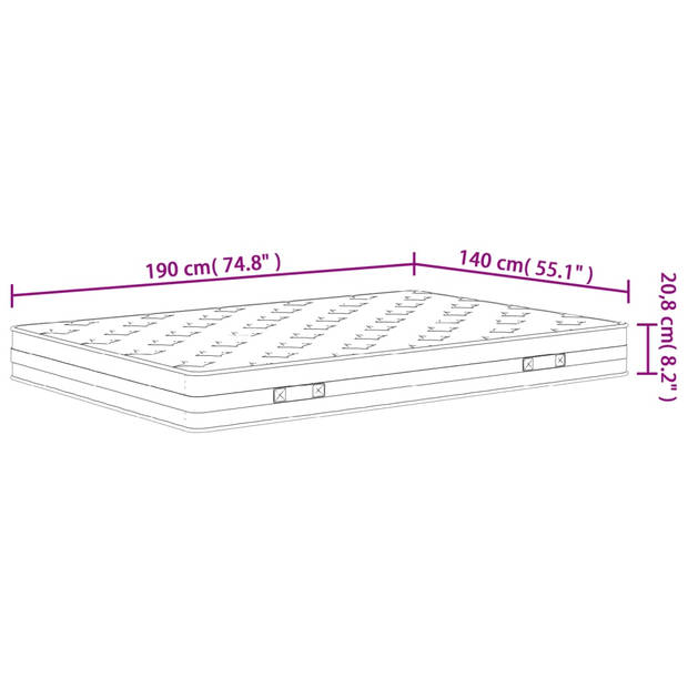 vidaXL Binnenveringmatras middelhard 140x190 cm