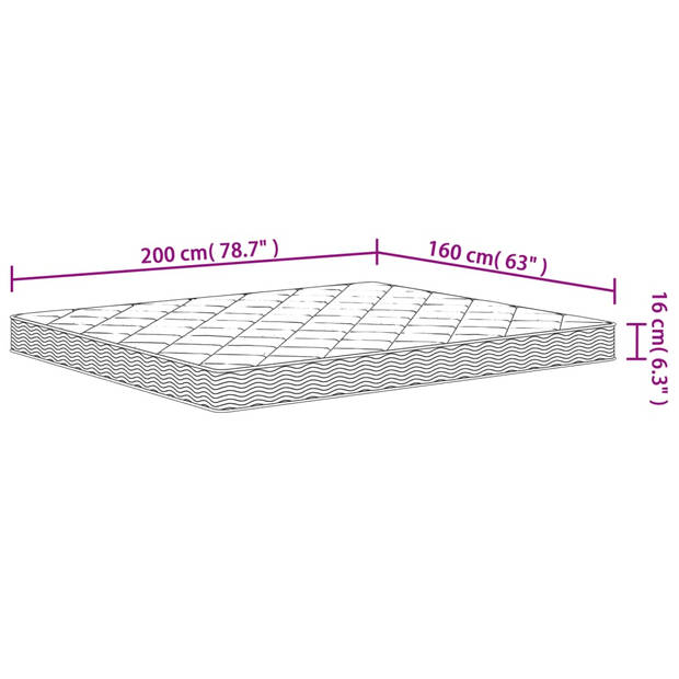 vidaXL Schuimmatras middelzacht 160x200 cm