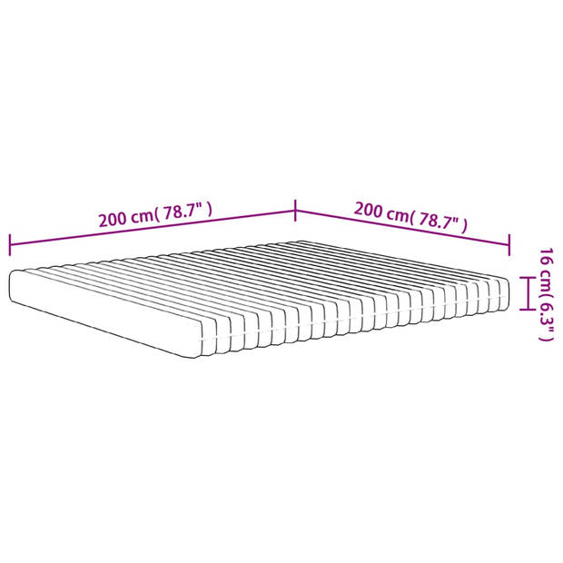 vidaXL Schuimmatras middelzacht 200x200 cm