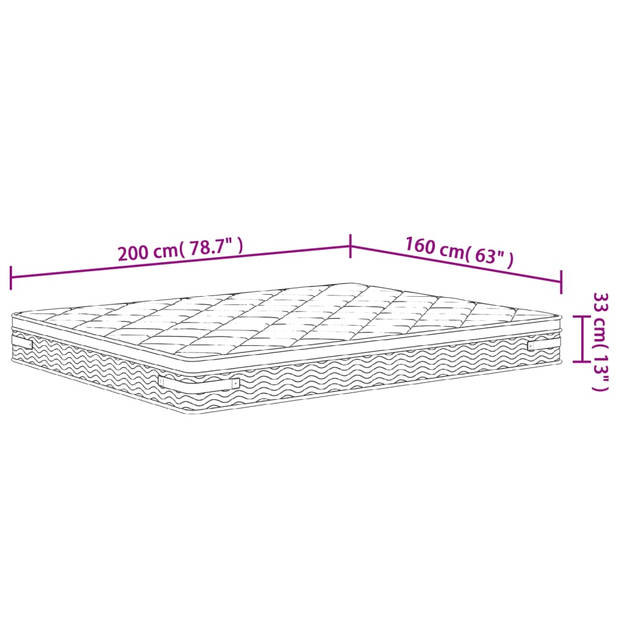 vidaXL Pocketveringmatras middelhard-plus 160x200 cm Super King Size