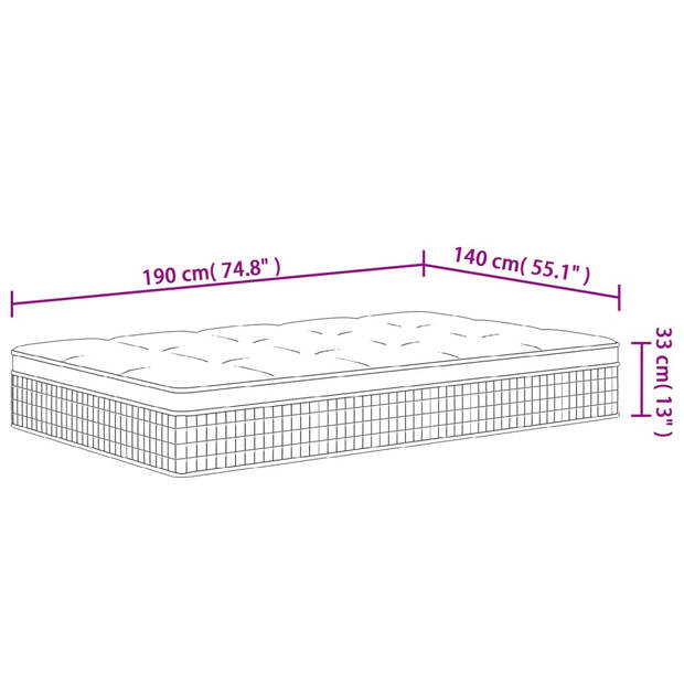 vidaXL Pocketveringmatras middelhard-plus 140x190 cm