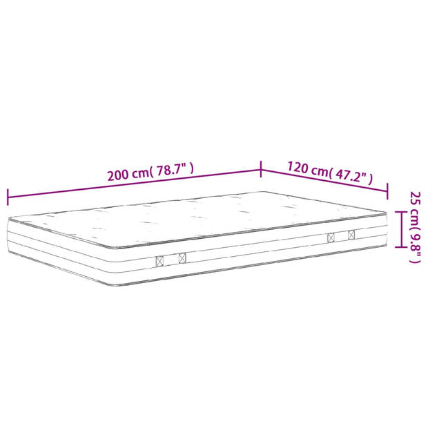 vidaXL Pocketveringmatras middelhard-hard 120x200 cm