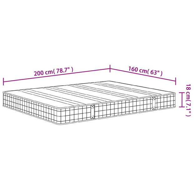 vidaXL Binnenveringmatras middelhard 160x200 cm