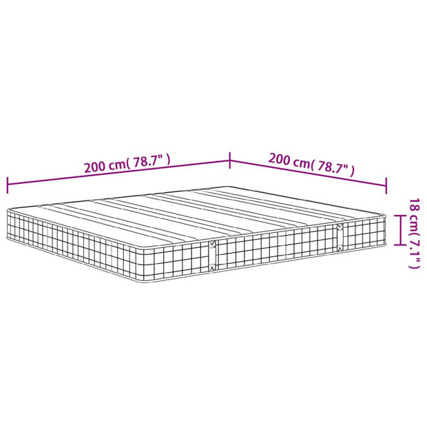 vidaXL Binnenveringmatras middelhard 200x200 cm