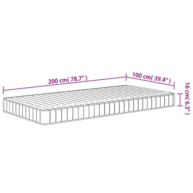 vidaXL Schuimmatras middelzacht 100x200 cm