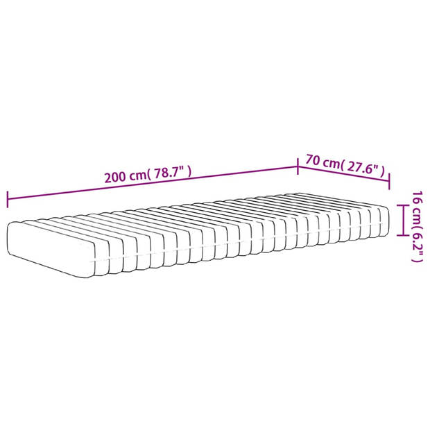 vidaXL Schuimmatras middelzacht 70x200 cm