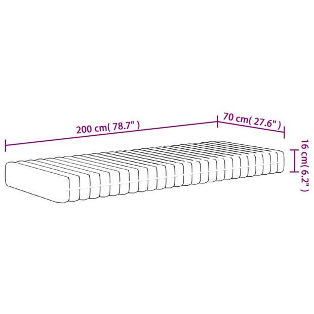 vidaXL Schuimmatras middelzacht 70x200 cm