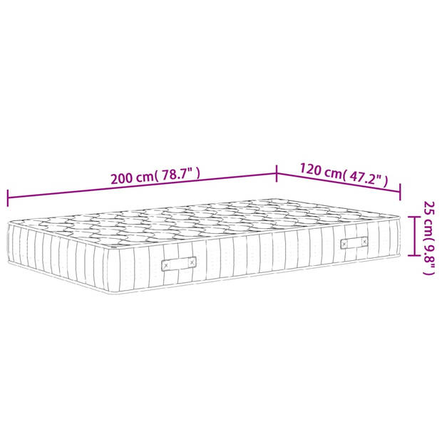 vidaXL Pocketveringmatras middelhard-hard 120x200 cm