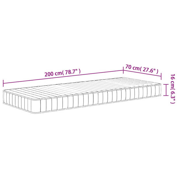 vidaXL Schuimmatras middelzacht 70x200 cm