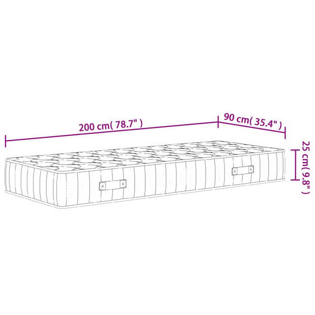 vidaXL Pocketveringmatras middelhard-hard 90x200 cm