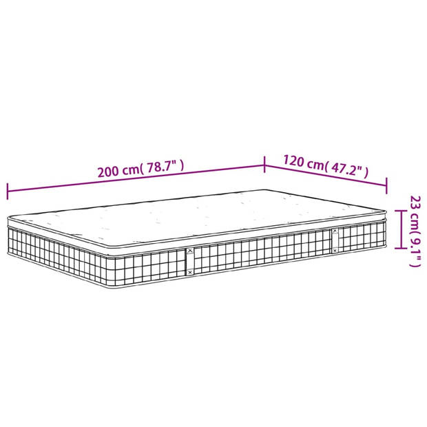 vidaXL Binnenveringmatras middelhard 120x200 cm