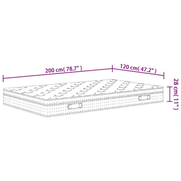 vidaXL Pocketveringmatras middelhard-plus 120x200 cm