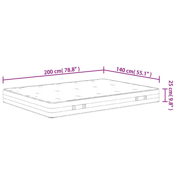 vidaXL Pocketveringmatras middelhard-hard 140x200 cm