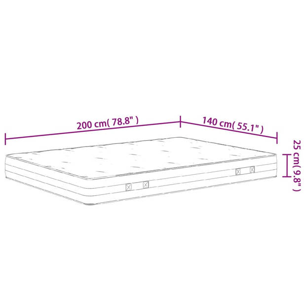 vidaXL Pocketveringmatras middelhard-hard 140x200 cm