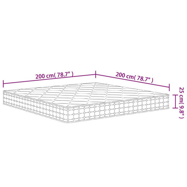 vidaXL Pocketveringmatras middelhard-hard 200x200 cm