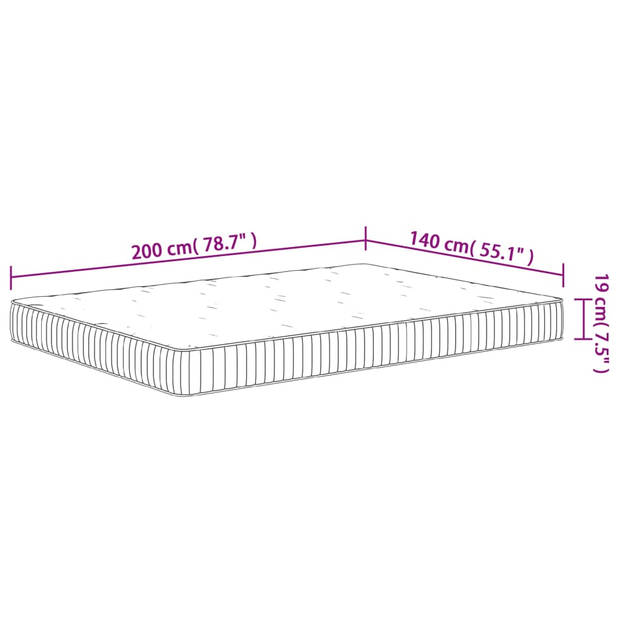 vidaXL Pocketveringmatras middelhard 140x200 cm