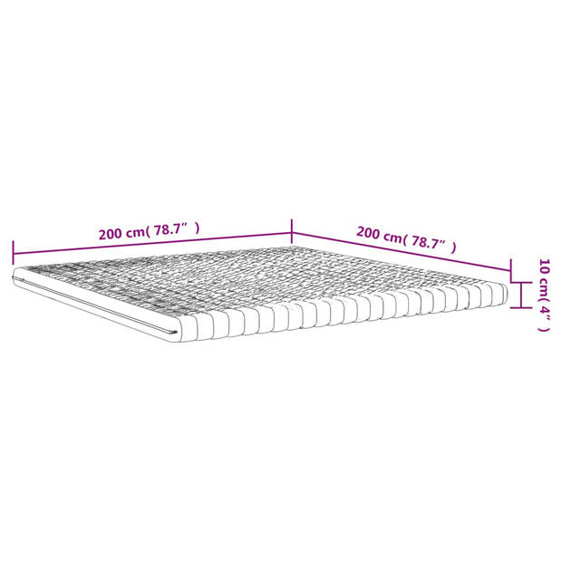 vidaXL Schuimmatras 7 zones hardheid 20 ILD 200x200 cm wit