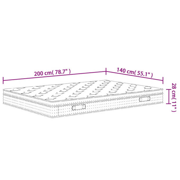 vidaXL Pocketveringmatras middelhard 140x200 cm