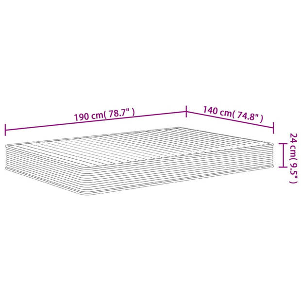 vidaXL Schuimmatras middelzacht 140x190 cm