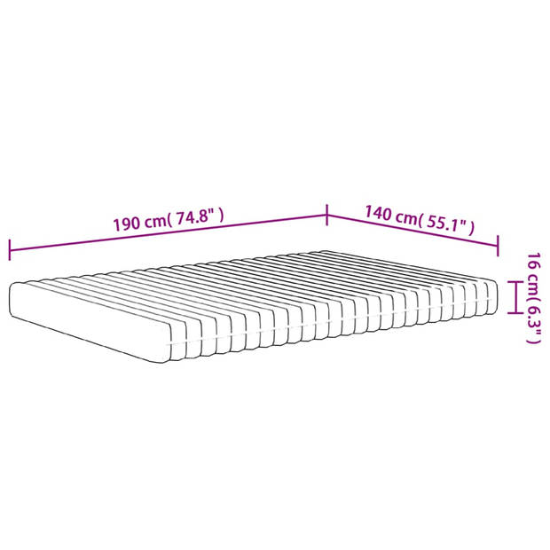 vidaXL Schuimmatras middelzacht 140x190 cm