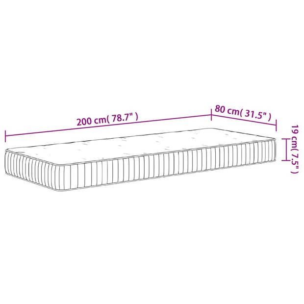 vidaXL Pocketveringmatras middelhard 80x200 cm