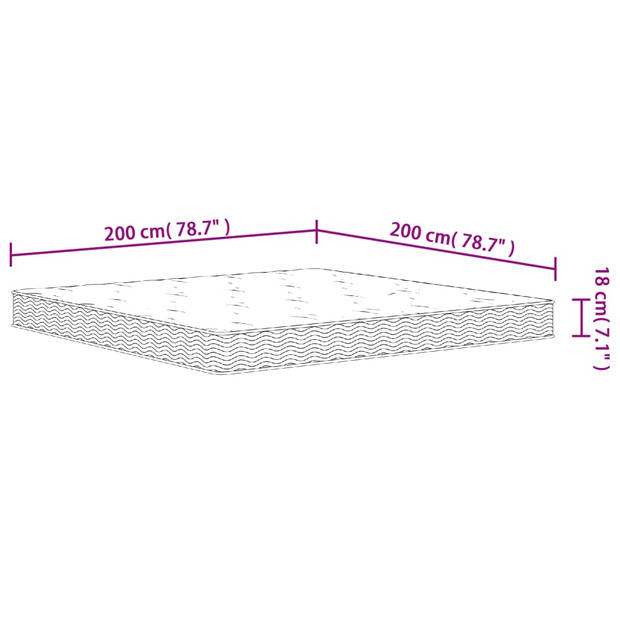 vidaXL Binnenveringmatras middelhard 200x200 cm