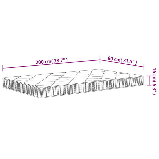 vidaXL Schuimmatras middelzacht 80x200 cm