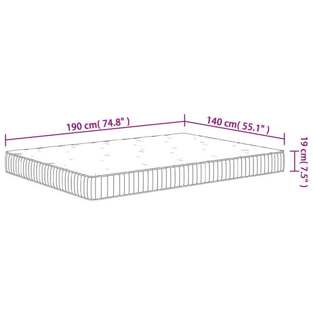 vidaXL Pocketveringmatras middelhard 140x190 cm