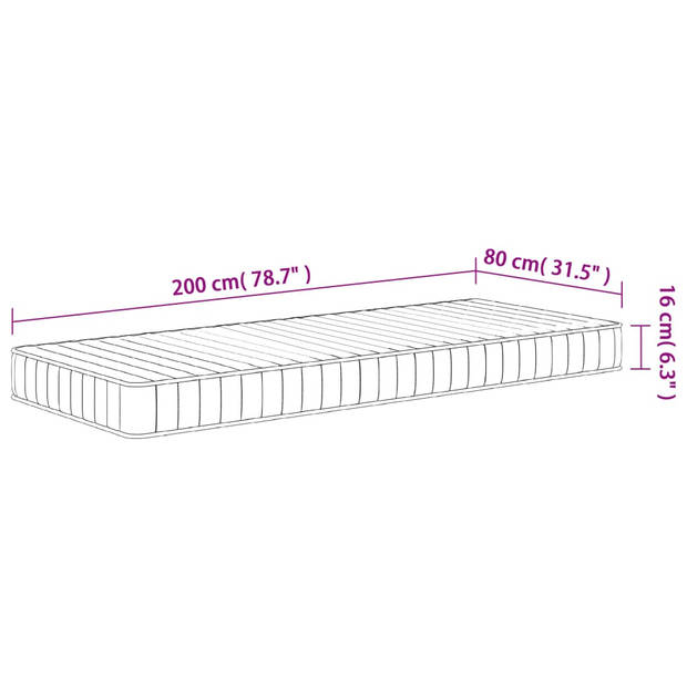 vidaXL Schuimmatras middelzacht 80x200 cm