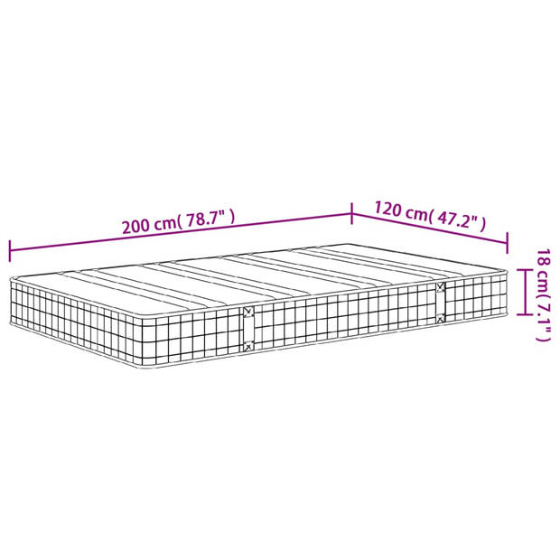 vidaXL Binnenveringmatras middelhard 120x200 cm