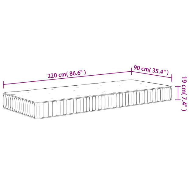 vidaXL Pocketveringmatras middelhard 90x220 cm