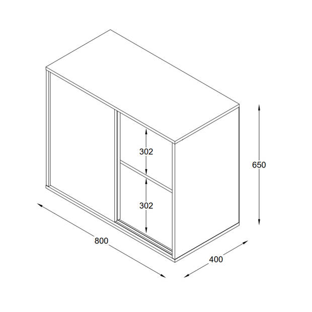 Kast onder schuine wand zolder slaapkamer - wandkast dressoir 65 cm hoog