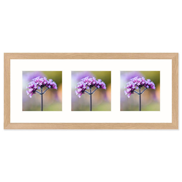 SecaDesign Anima Drieluik Fotolijst - Fotomaat 13x13 cm - Essenhout kleur