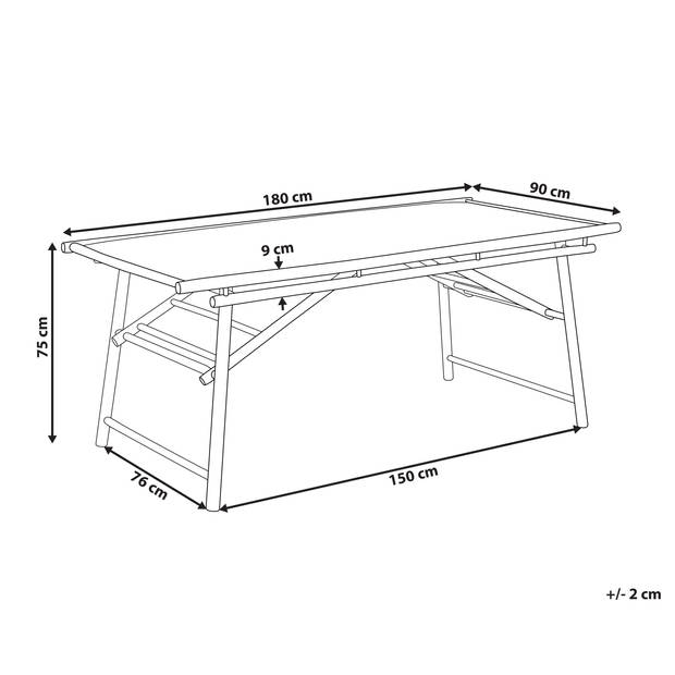 Beliani TINDARI - Tuintafel-Lichte houtkleur-Bamboehout