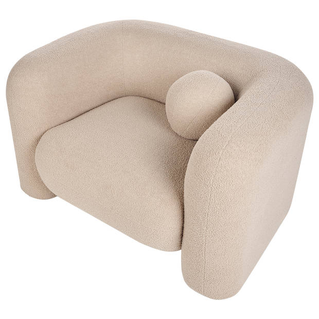 Beliani LEIREN - Fauteuil-Beige-Bouclé