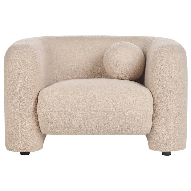 Beliani LEIREN - Fauteuil-Beige-Bouclé